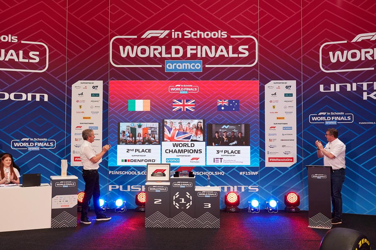 2020 F1 in Schools World Finals podium.
